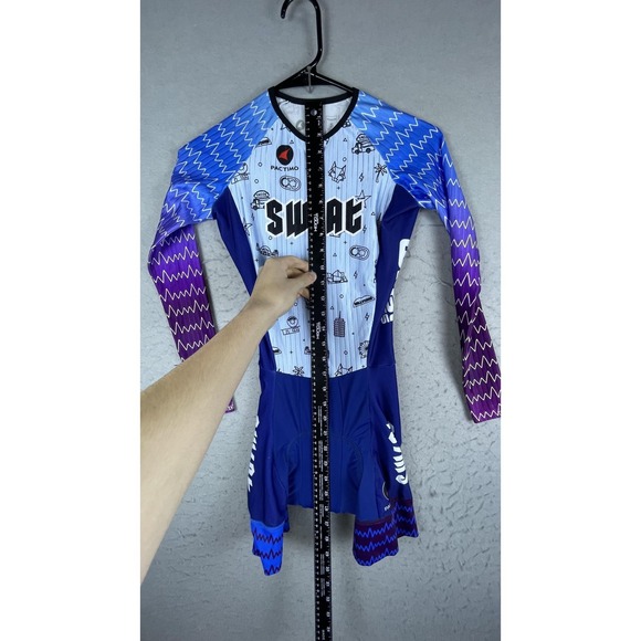 Pactimo Cycling Skinsuit Womens Small Blue SWAT Graphic Long Sleeve One Piece - Picture 7 of 11